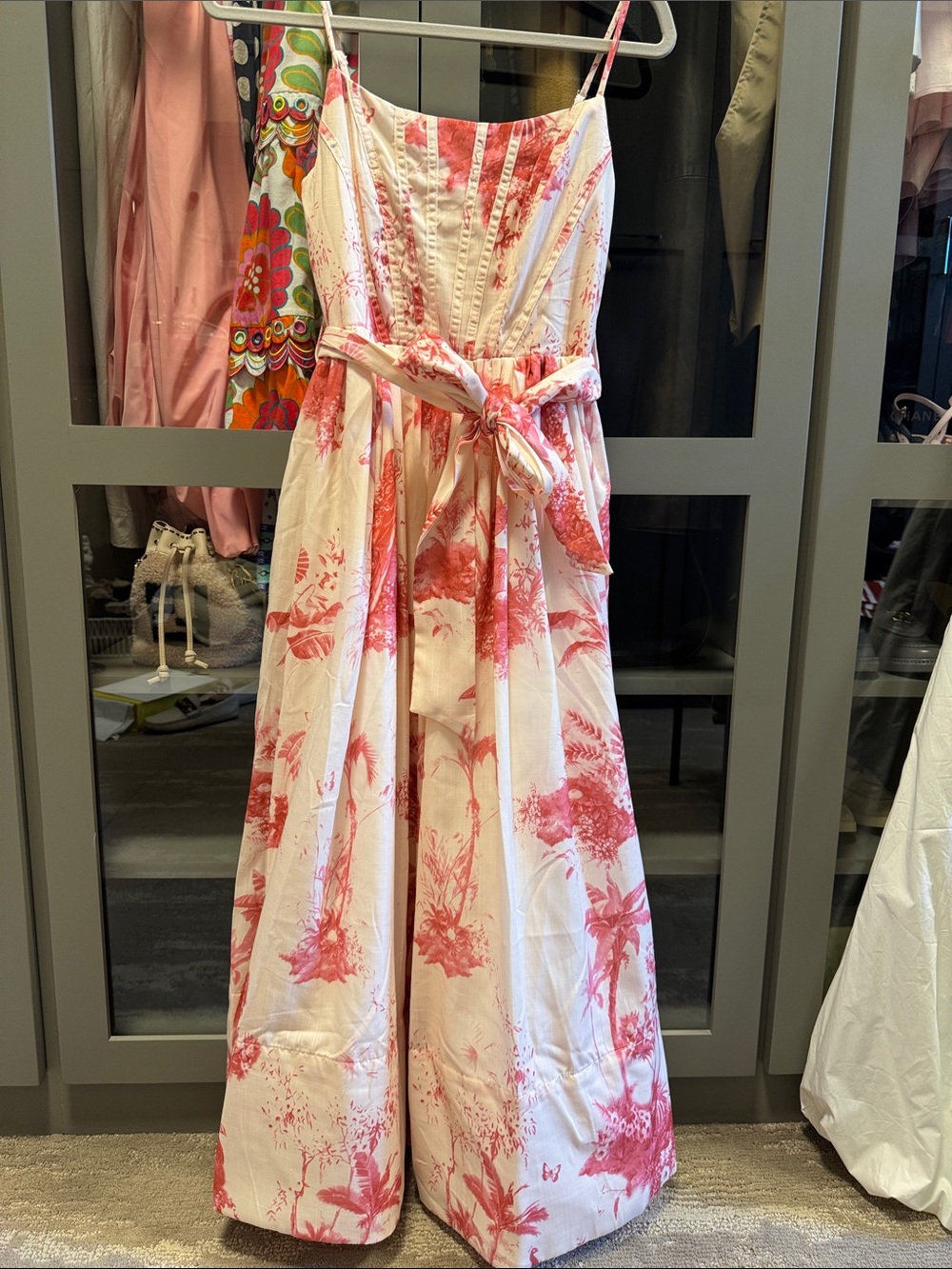 Anthropologie Pink and White Floral Maxi Dress